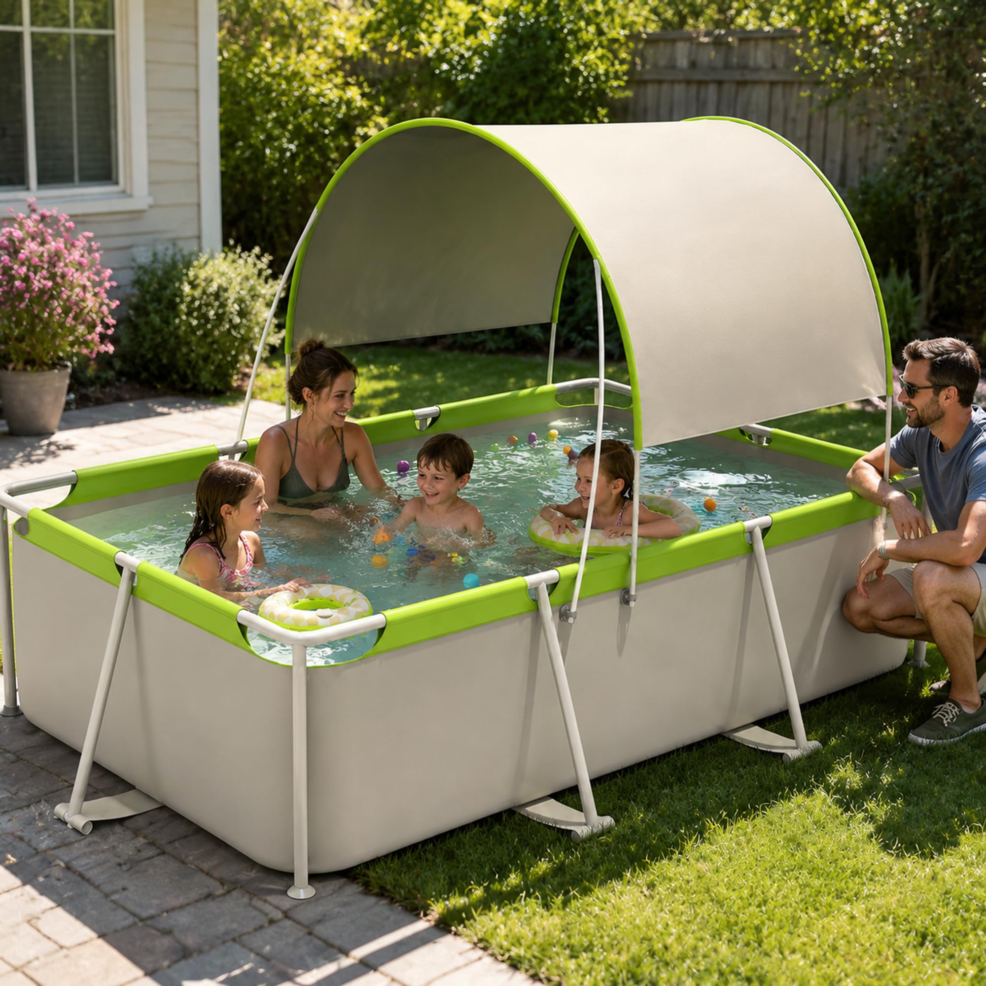 Piscina Elevada Rectangular Plegable para Toda la Familia