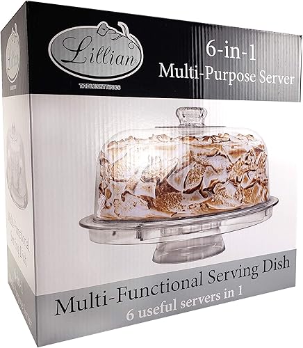 Miniatura 7 de Soporte para pasteles con cubierta de cúpula, multiusos 6 en 1, soporte para pasteles con tapa, bandeja para servir, cuenco de ponche, plato del