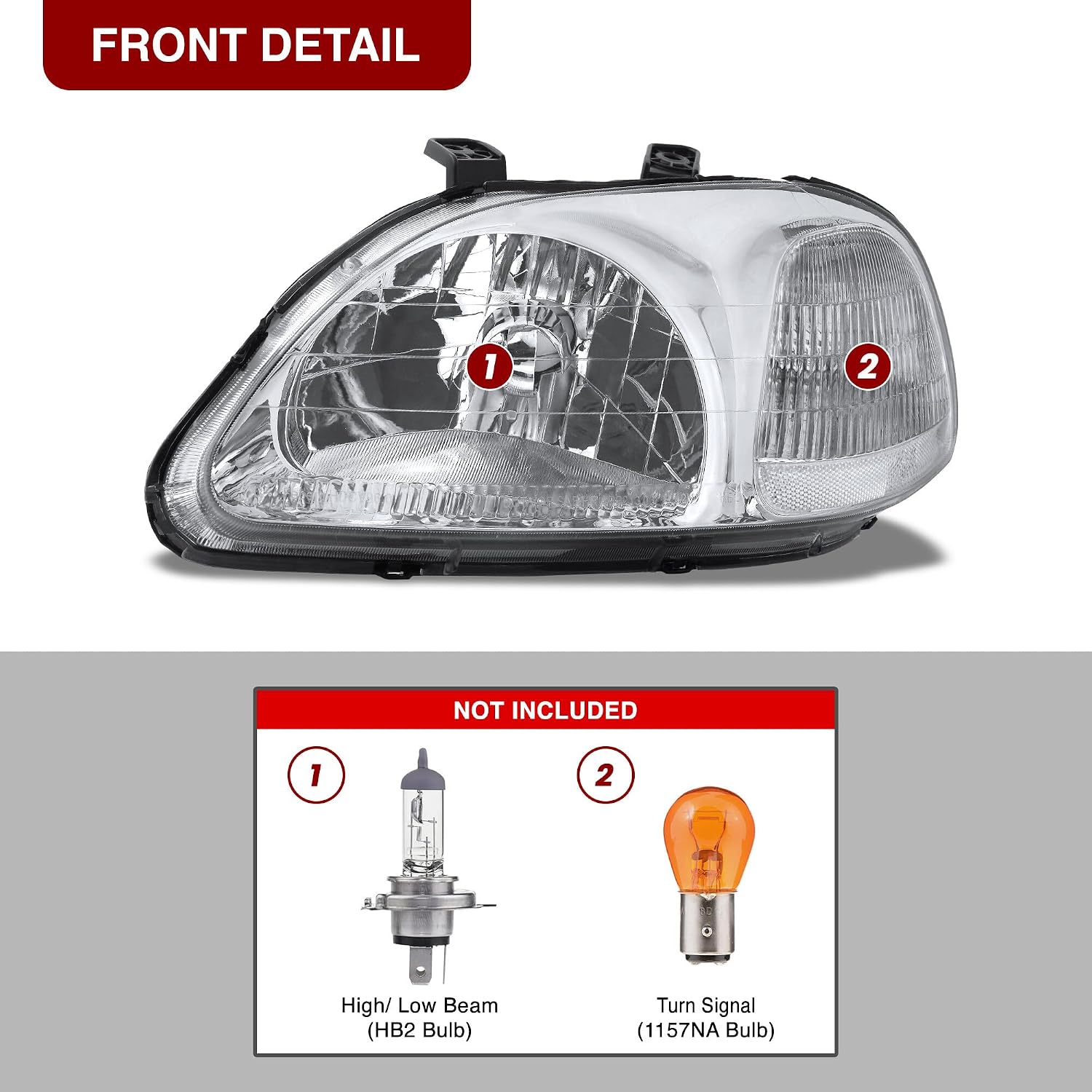 AJP Distributors JDM Front Bumper Driving Signal Headlights Headlamps Assembly Left+Right Pair Set Compatible/Replacement for Civic EK EJ EM 2DR Coupe 3DR Hatchback 4DR Sedan 1996 1997 1998 96 97 98