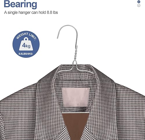 Miniatura 2 de Paquete de 100 perchas de alambre de metal a granel para abrigos, perchas de metal que ahorran espacio antideslizantes de 16 pulgadas, calibre 12,