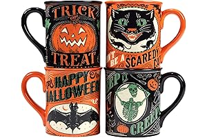 Certified International Scaredy Cats Set of 4 Assorted Mugs