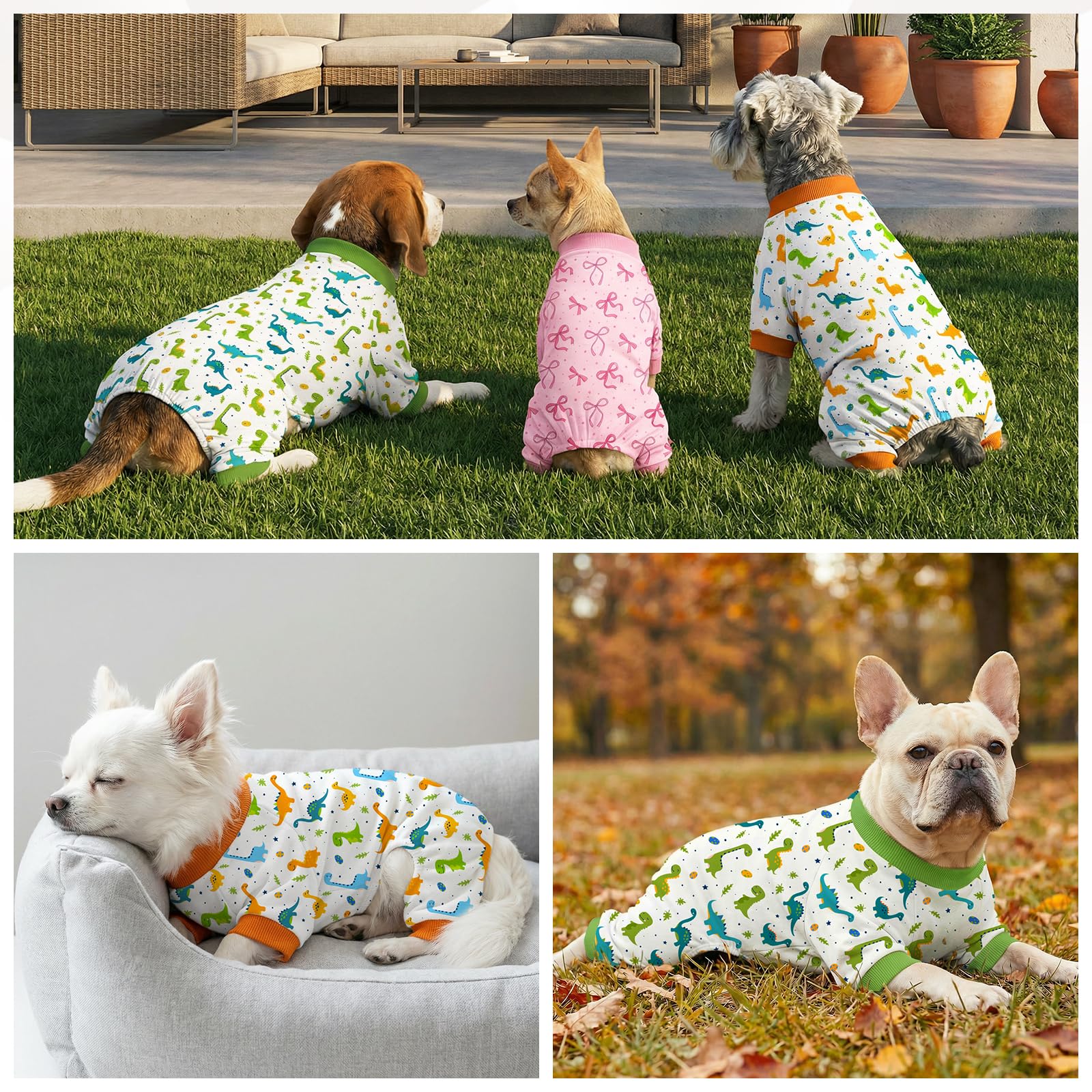 Dog Pajamas for Small Medium Dogs Recovery Suit Dog Pjs Dog Onesie Cute Soft Breathable Puppy Pajamas Pet Spring Summer Stretchy Pjs for Boy Girl - Pink Bows — view 8