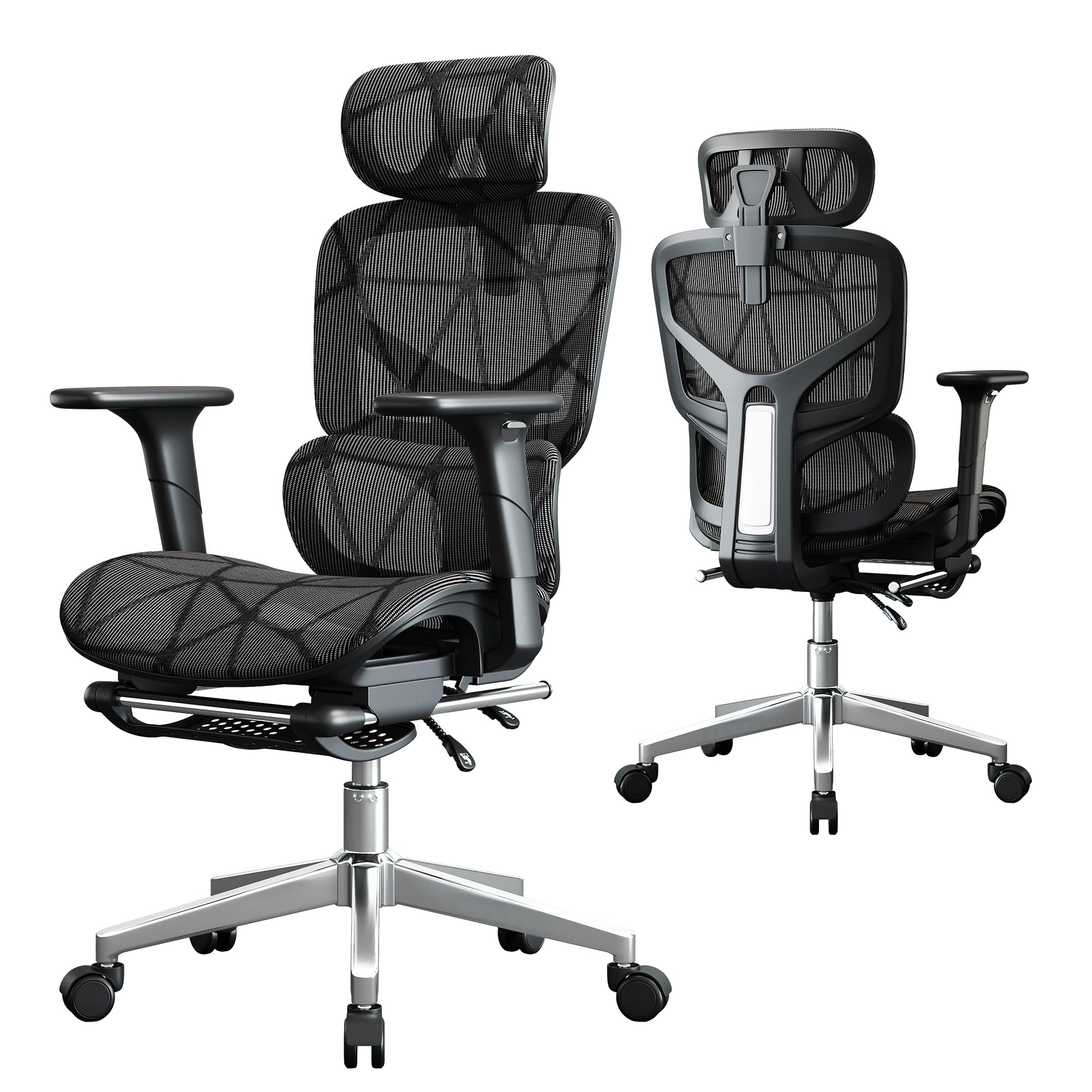 Office Chair with 3D Adjustable Lumbar Support Ergonomic Computer Chair Adjustable Headrest and Armrests 400lbs Capacity Tilt-Swivel Premium