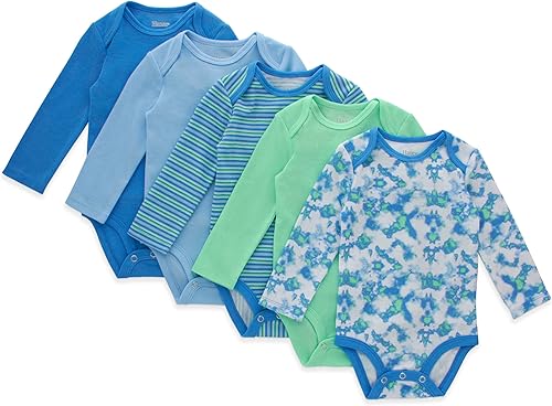 Hanes Body de manga larga para bebé, body flexible definitivo para niños y niñas, paquete de 5