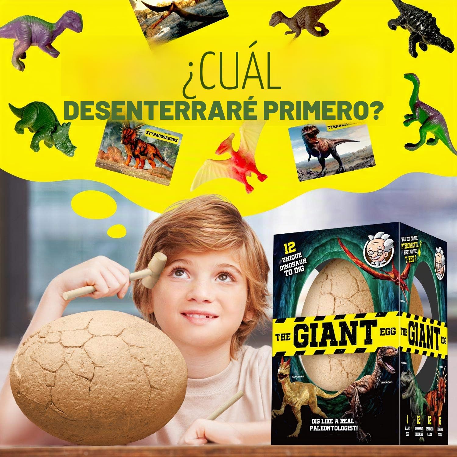 Kit de excavación de Huevos de Dinosaurio Jumbo - Juego de Excavación y Descubrimiento de Dinosaurios - Regalo para niños a Partir de 6 años