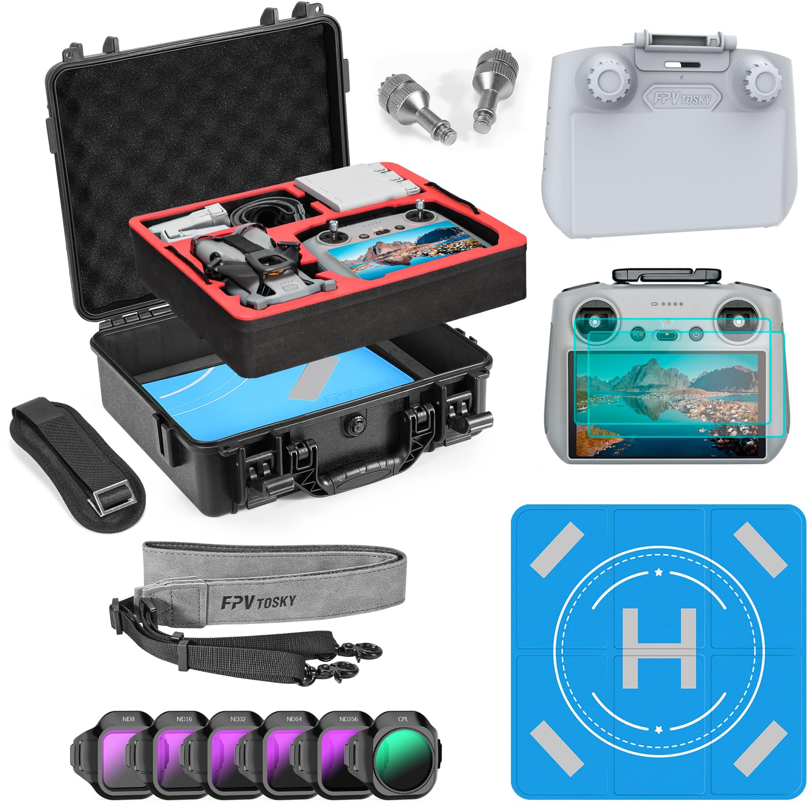 caso duro per drone dji mini 5 pro con accessori dual layer e tempered glass schermo protettivo