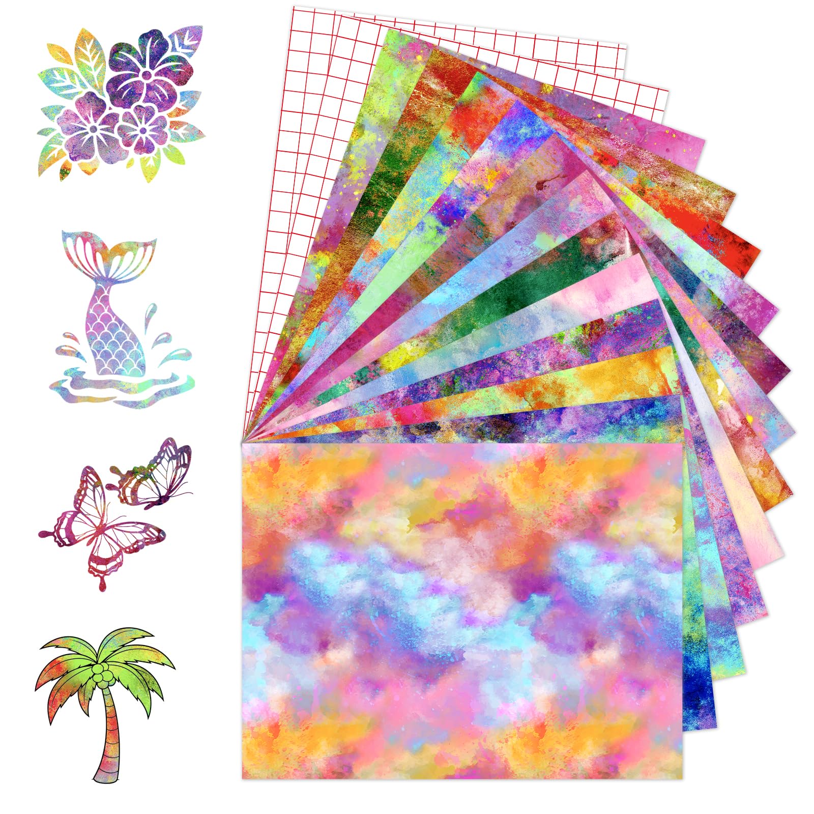Tintnut Neon Watercolor Permanent Vinyl 12pcs 12x10in Self Adhesive Vinyl — image 1