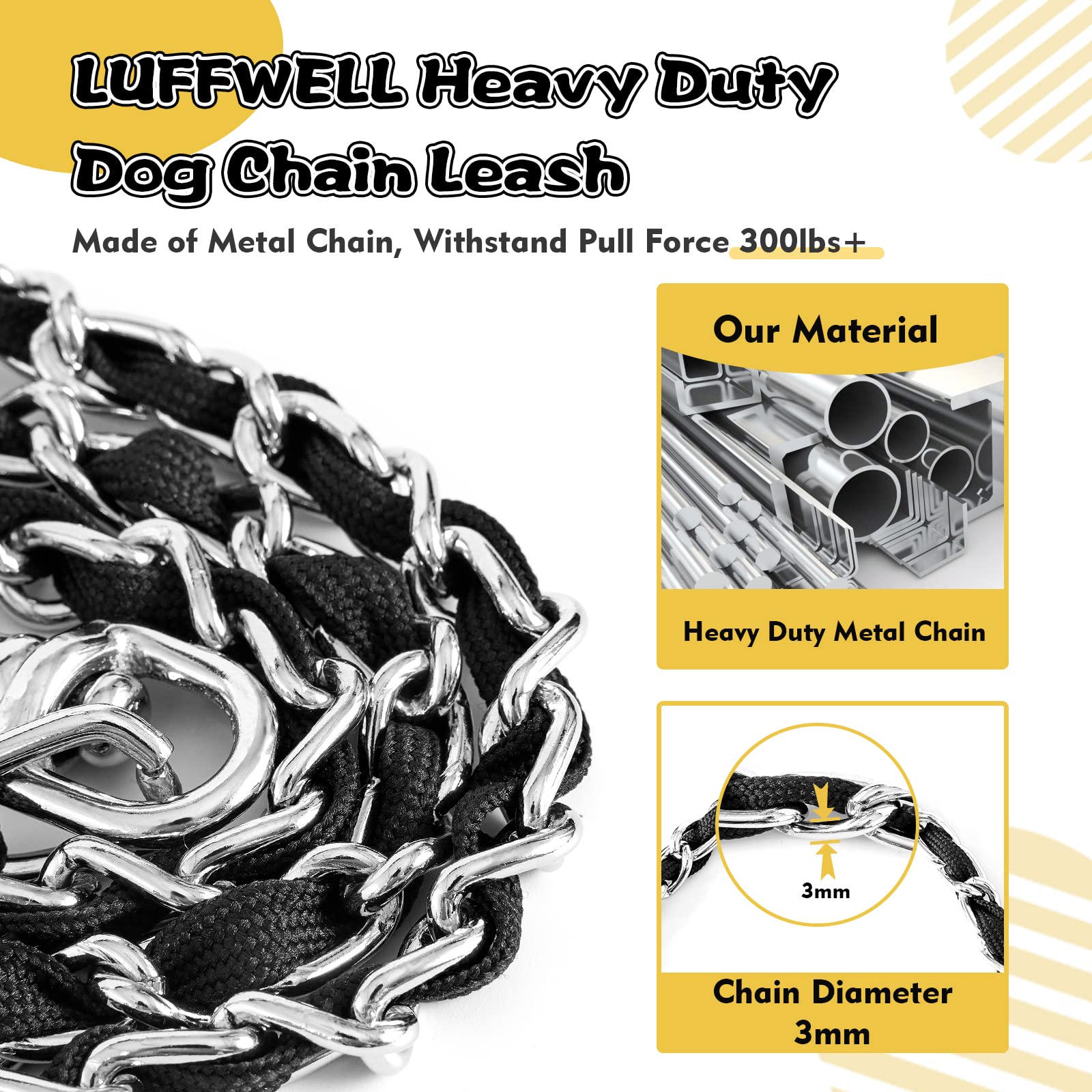 Hundeleine, Laufleine für Hund, 9,2 cm, Schwarz