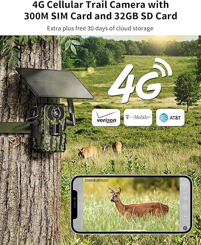 Miniatura 2 de Cámaras de rastreo celular con transmisión en vivo de 2.7K, tarjeta SD y SIM incluida, tiempo de disparo 0.2S, cámara de juego solar 4G LTE con