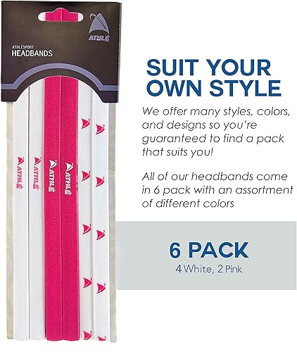 Vista 42 de Athlé - Diademas delgadas para mujeres y hombres, paquete de 6, diademas elásticas para mujeres y hombres, agarre de silicona antideslizante