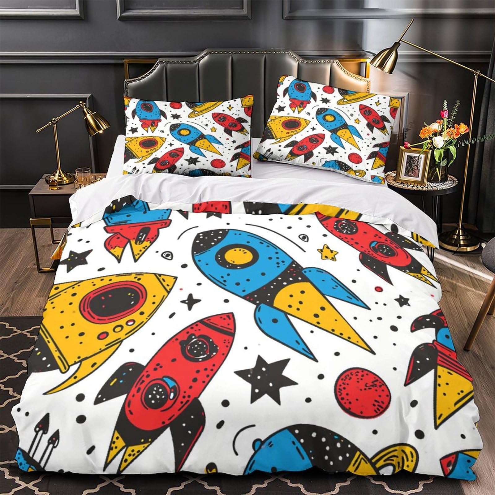 Housse de couette rocket 3D en microfibre 200x200cm pour lit double