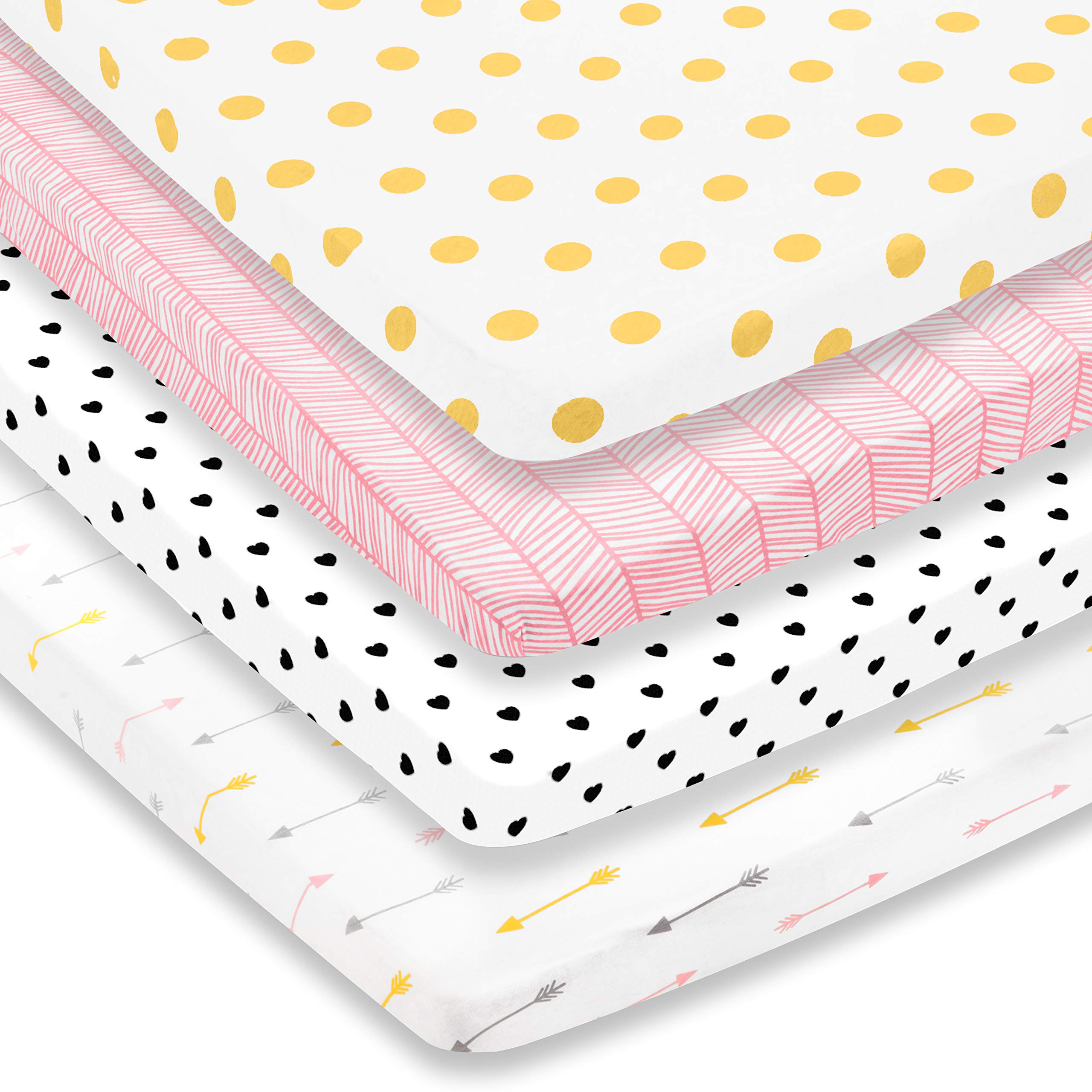 Pack n Play Playard Sheet Set | 3 Pack | 100% Super Soft Jersey Knit Cotton (150 GSM) | Portable Mini Crib Mattress Fitted Sheets for Boys & Girls by BaeBae Goods