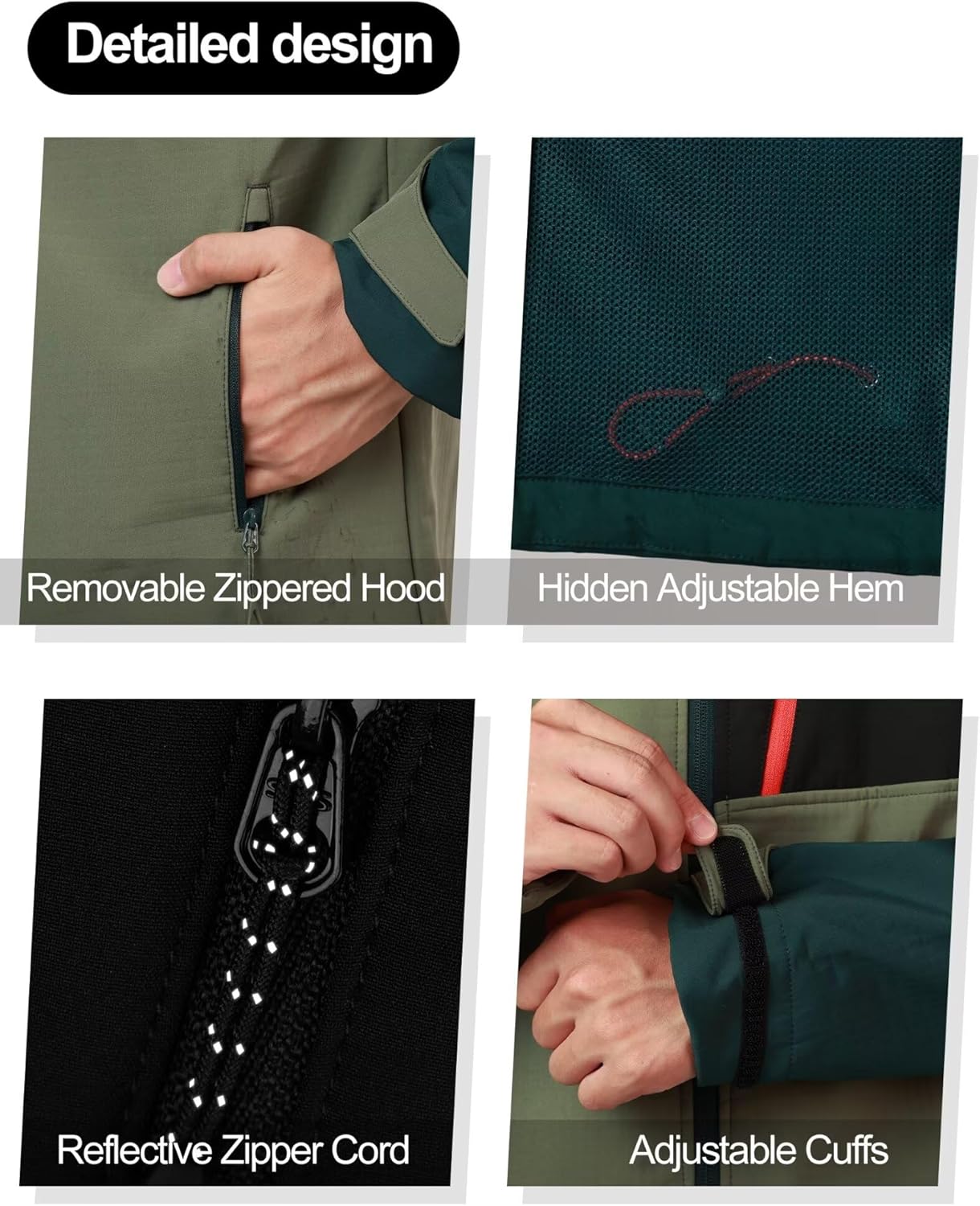 Winter Cycling Jacket Men with Removable Hood, Thermal Fleece Windproof Bike Jackets Biking Running Windbreaker - Image 5