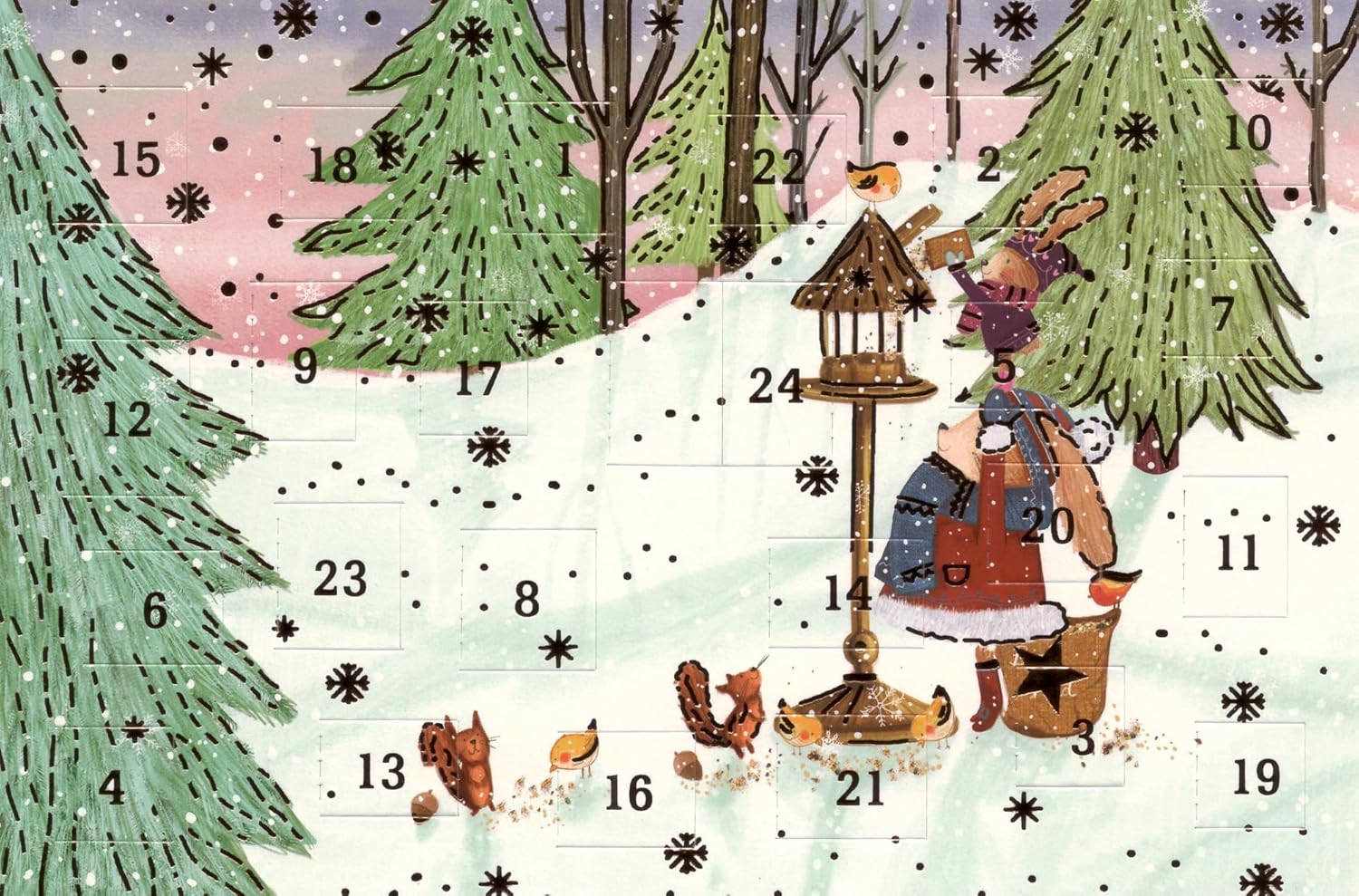 Weihnachten - Adventskalender - A5 - Glückwunschkarten Im Format 21 X 148 Cm Nadelbaeume Mit Goldener Hologrammfolie Gestanzt