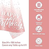 Vista 6 de Decoraciones de cumpleaños número 10 para niña (total de 121 piezas), suministros de cumpleaños de oro rosa, platos, servilletas, vasos, pajitas