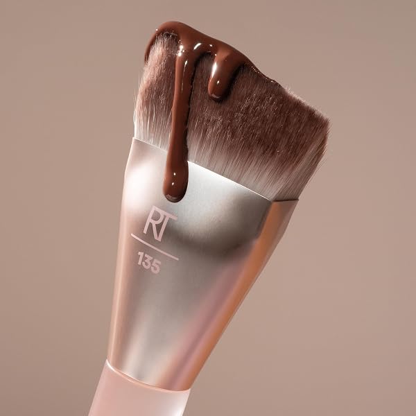 Real Techniques New Nudes H-Diamond Blending Brush, Foundation, Contour & Blush Makeup Brush for Seamless Liquid or Cream Coverage, Diamond-Shaped Head, Cruelty-Free, 1 Count - 3