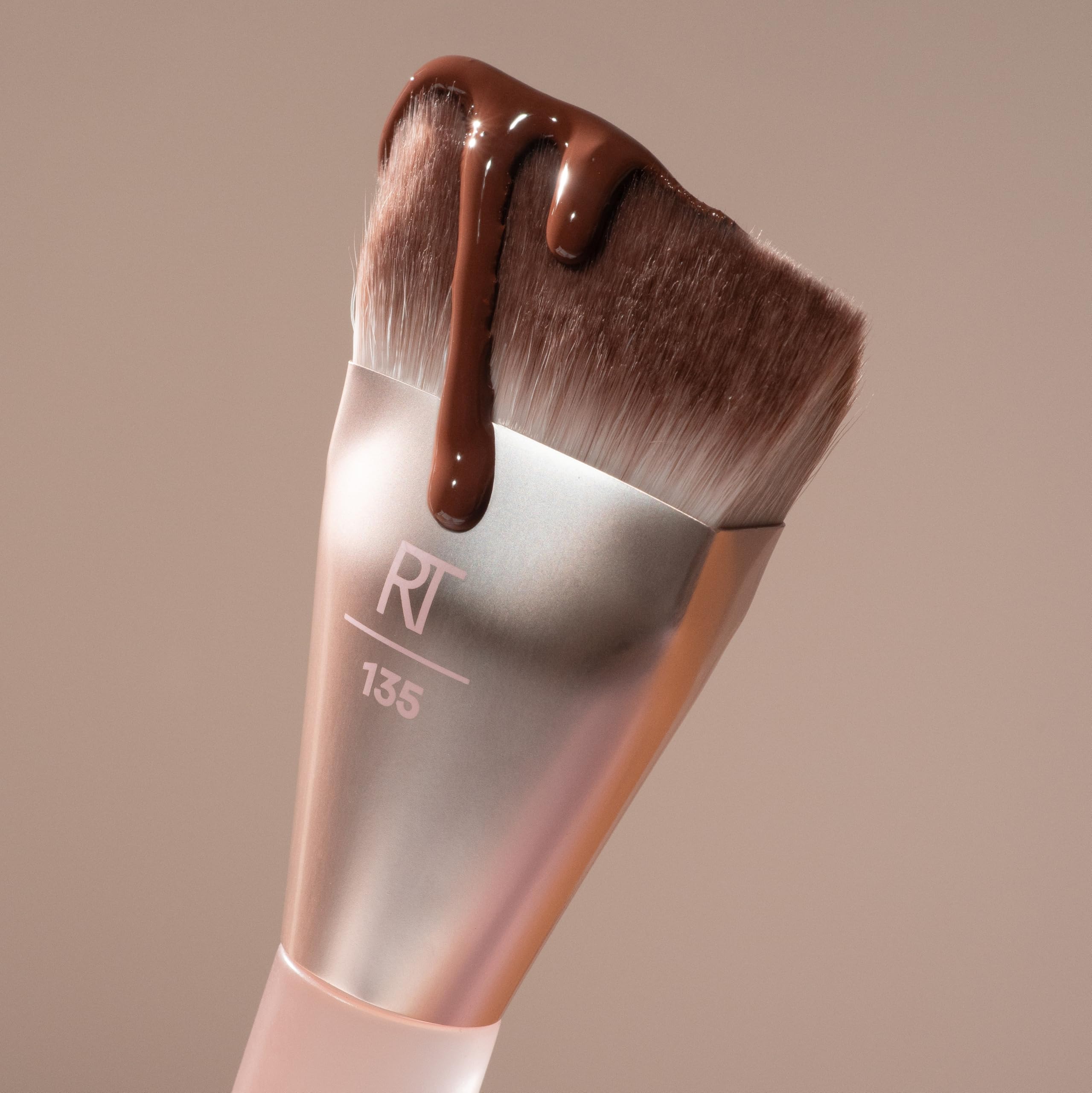Real Techniques New Nudes H-Diamond Blending Brush, Foundation, Contour & Blush Makeup Brush for Seamless Liquid or Cream Coverage, Diamond-Shaped Head, Cruelty-Free, 1 Count