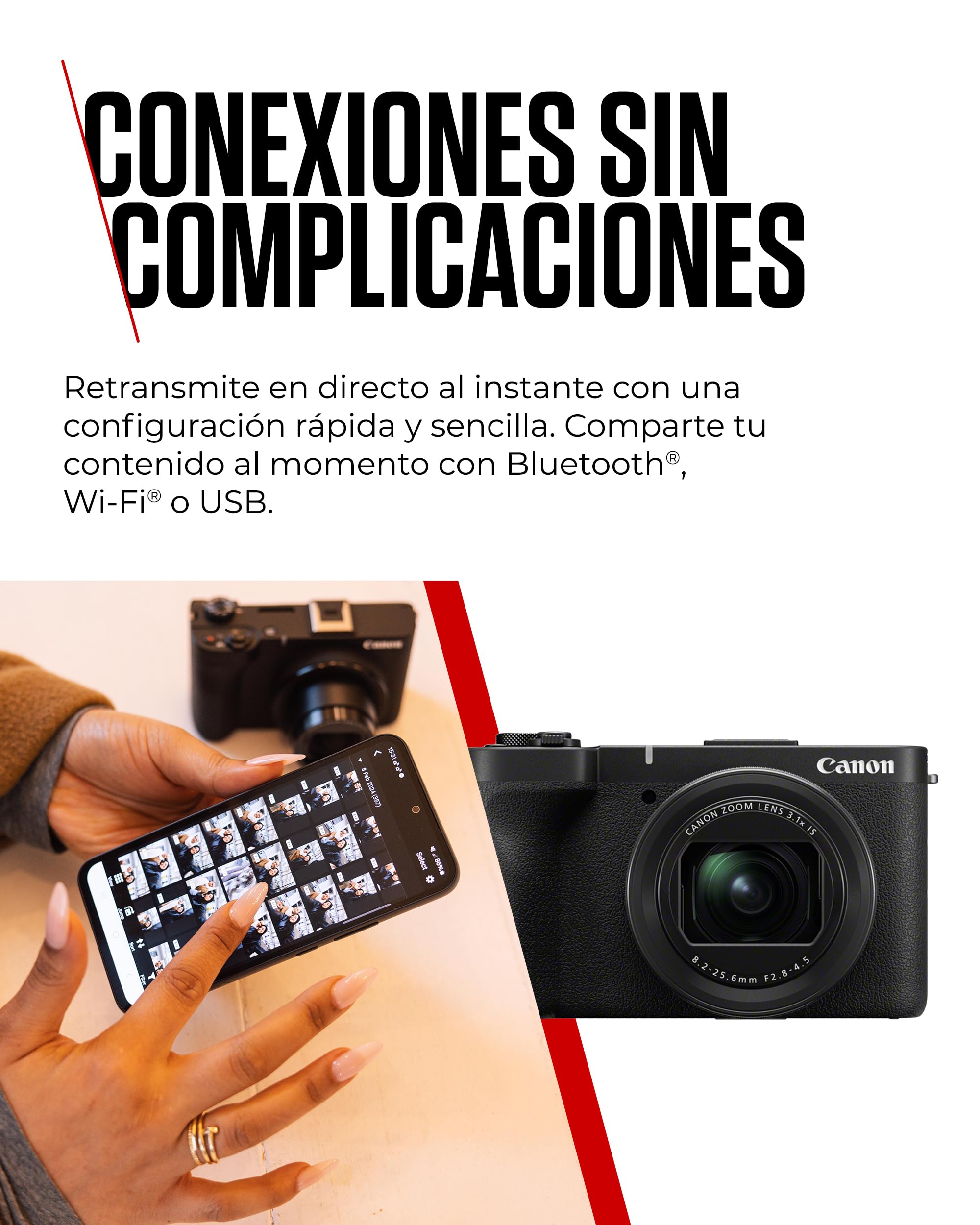 Canon PowerShot V1 - Cámara para Vlogging con Objetivo Ultra Gran Angular f/2.8 | Creadores de Contenido, Vlogs y Viajes | Conexión por USB y Wi-Fi
