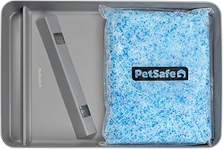PetSafe ScoopFree Official Stainless Steel Reusable Tray - Includes 4.3 lb. of Premium Non-Clumping Crystal Cat Litter, Fresh Scent