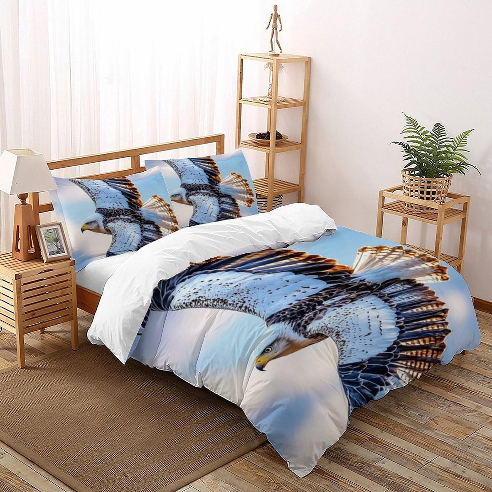 Housse de couette double 200x200cm en microfibre imprimé 3D animaux land