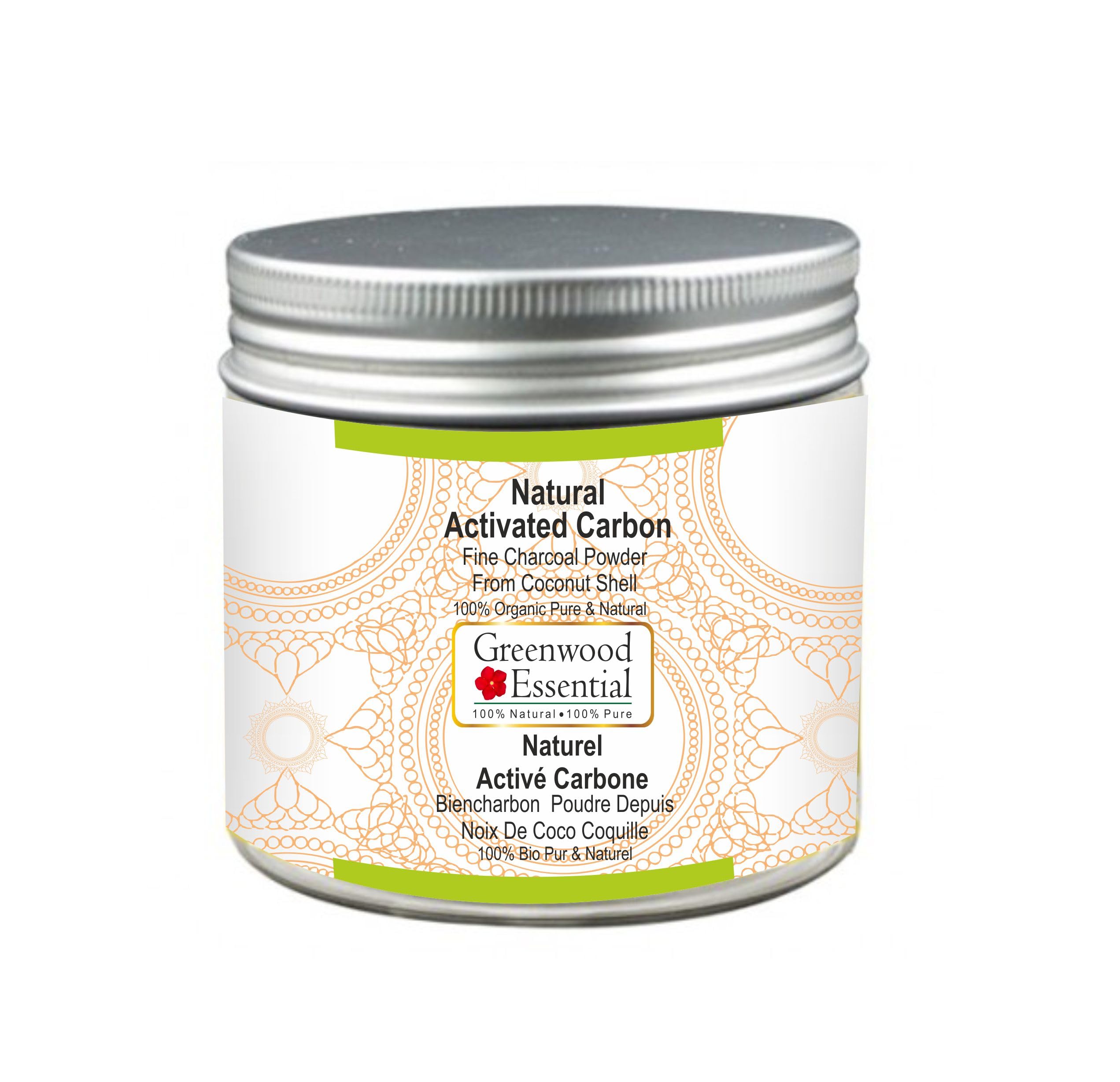 Greenwood Essential Natural Activated Carbon Fine Charcoal Powder From Coconut Shell 100% Organic Pure & Natural 100gm (3.5 oz)