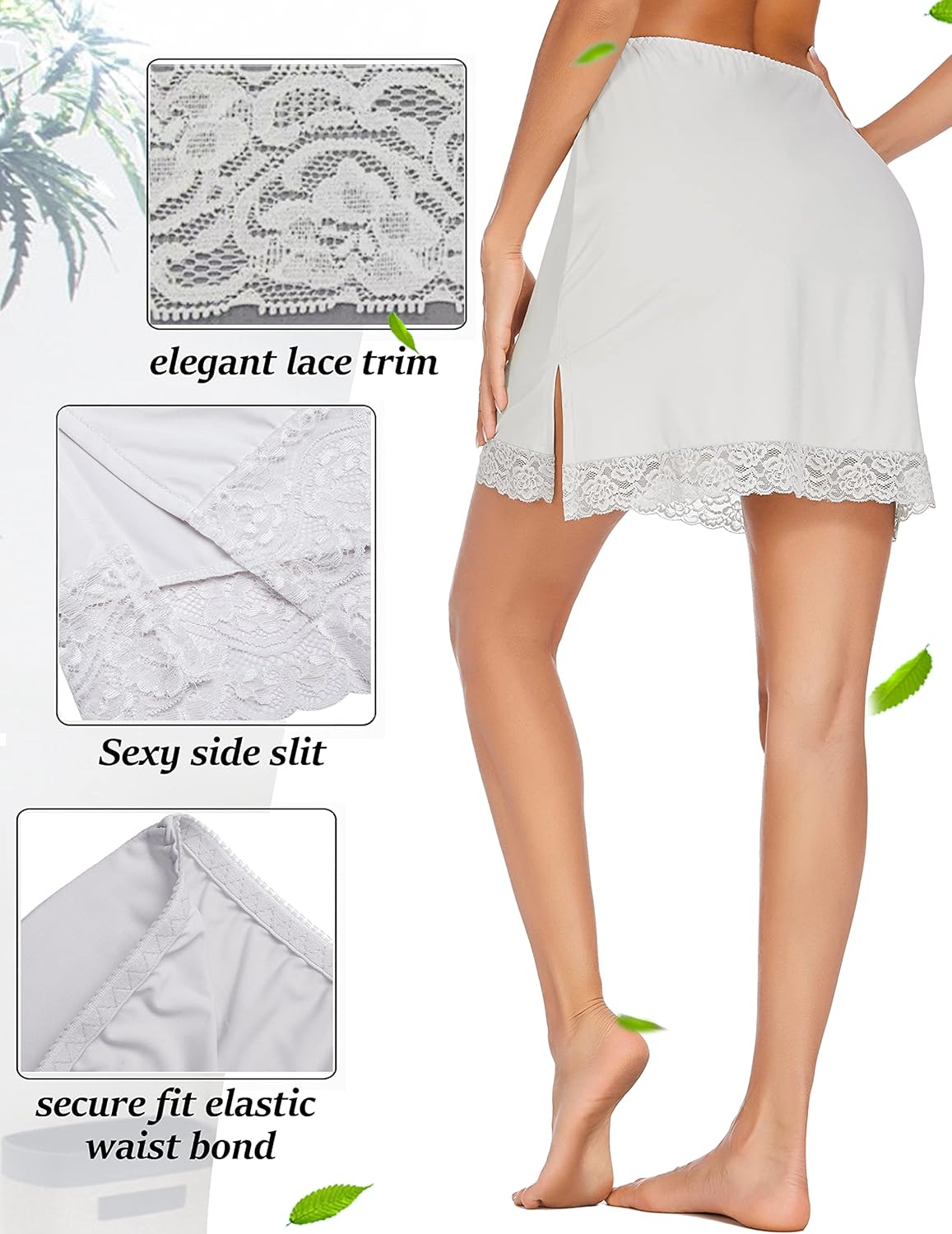 Avidlove Half Slips for Women Underskirt Short Lace Trim Above Knee Half Slip - Image 2
