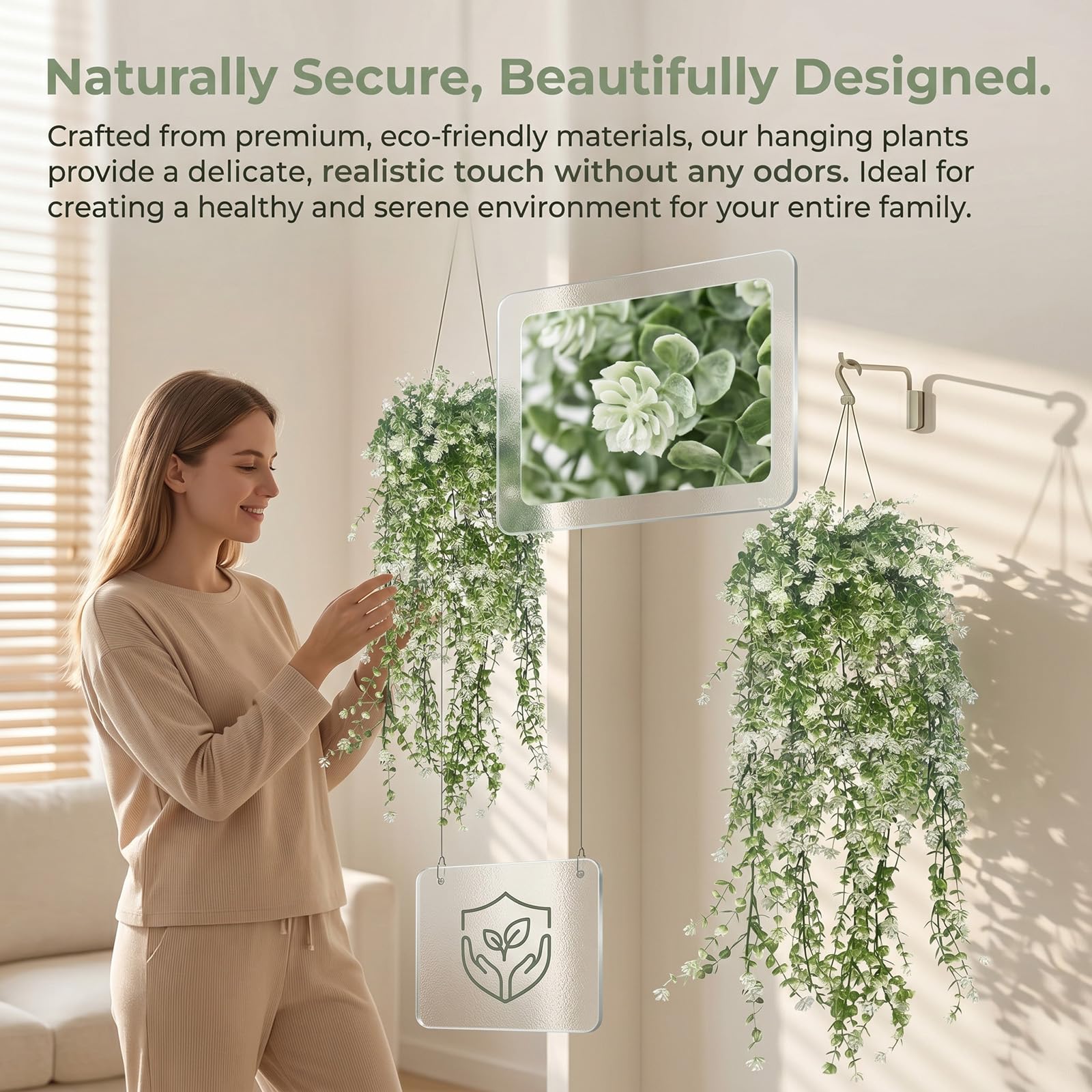 4 Stück Künstliche Eukalyptus Girlande (je 180cm) mit insgesamt 276 Blüten | Hängepflanzen mit Grünen Blättern & Weißen Blüten | Deko für Hochzeit, Traubogen, Tisch (White)