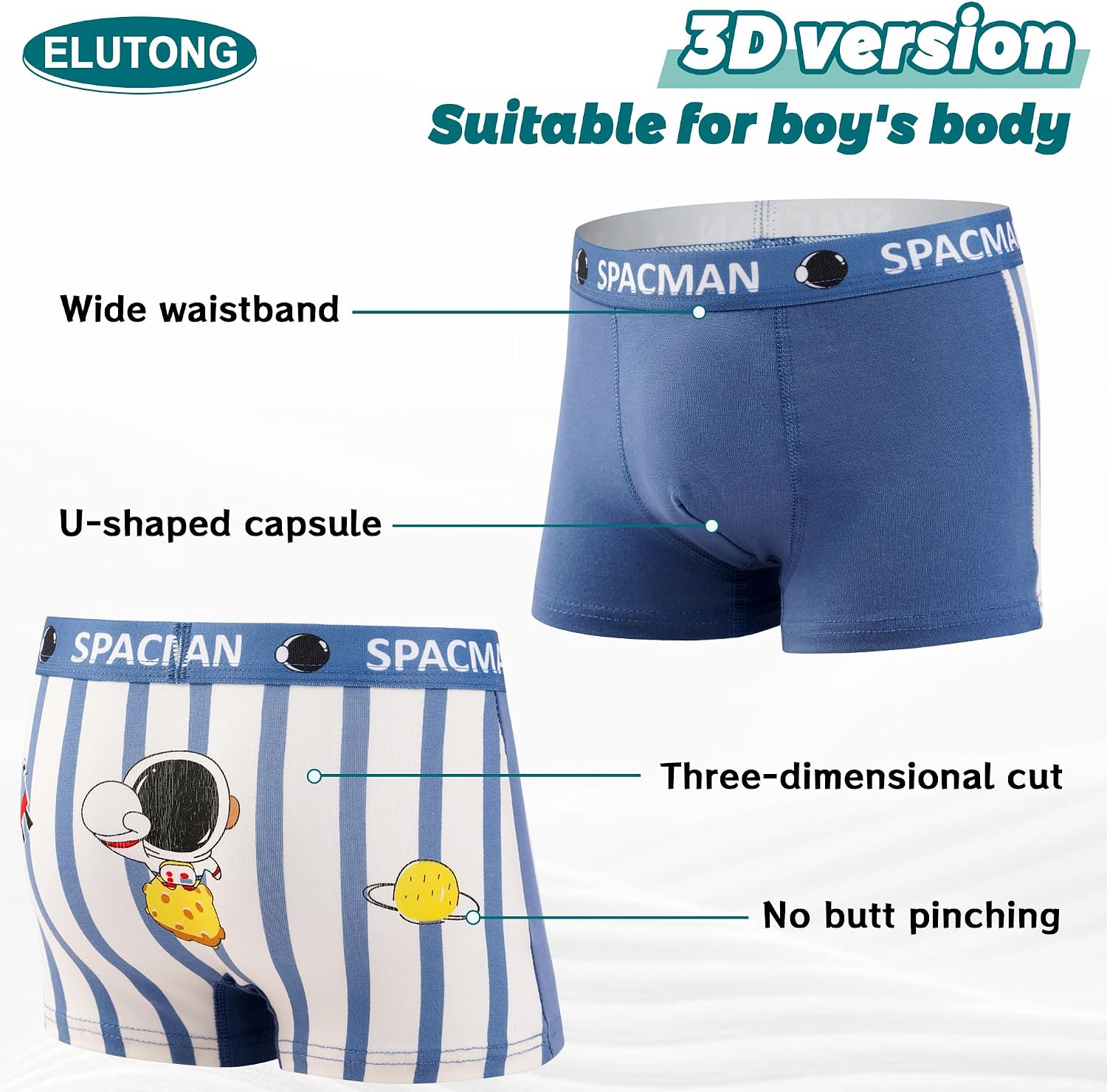 ELUTONG Kids Underwear Boys 2-12T Toddler Boy Clothes Soft Dinosaur Cartoon Briefs 4 Pack