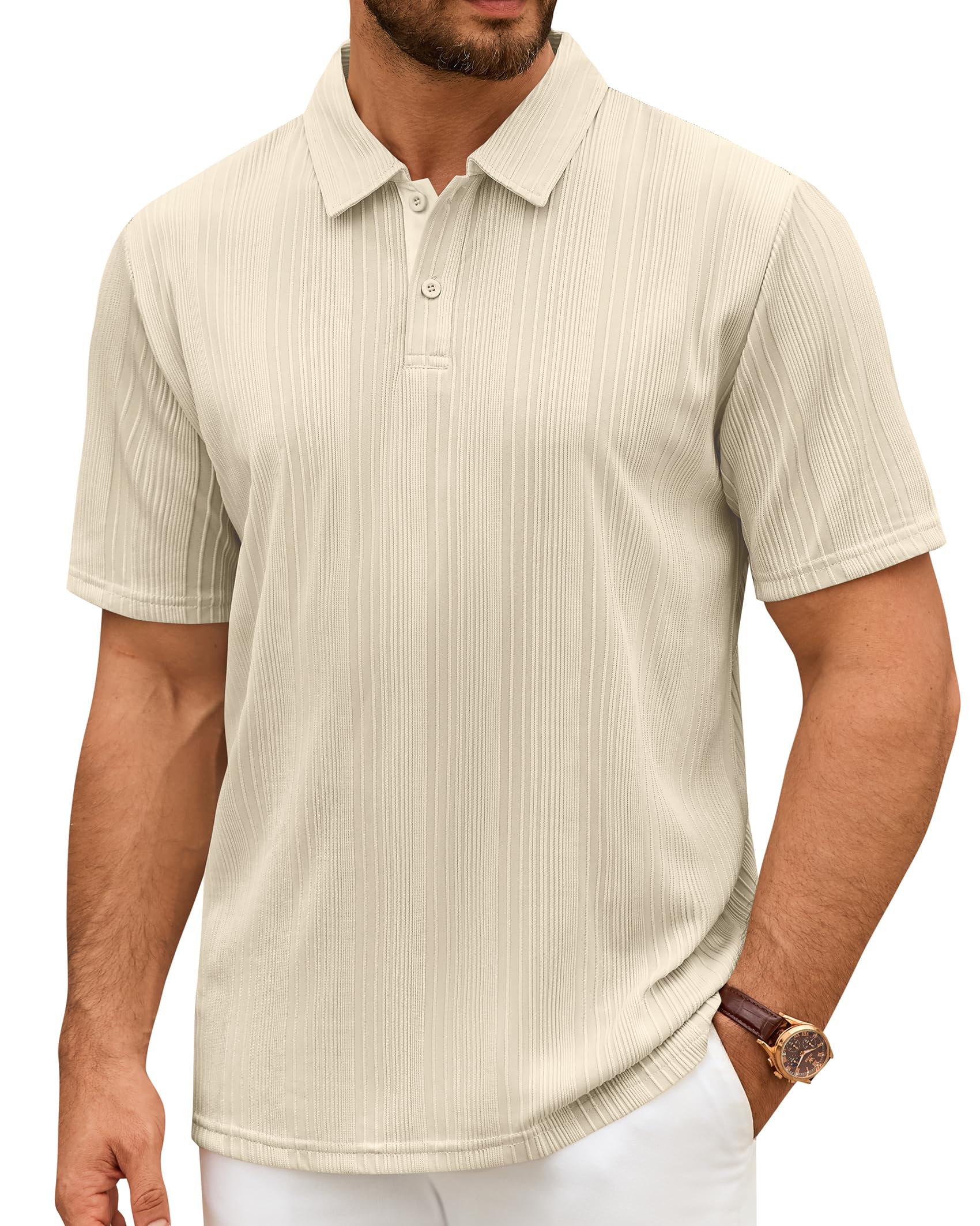 Mens Polo Shirts Short Sleeve Knit Stretch Lightweight Casual Summer Shirt