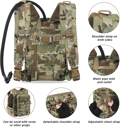 Miniatura 4 de PETAC GEAR Mochila táctica de hidratación Molle para 1.5L - Bolsa de depósito de agua ligera para mochila Molle Vest para senderismo, caza