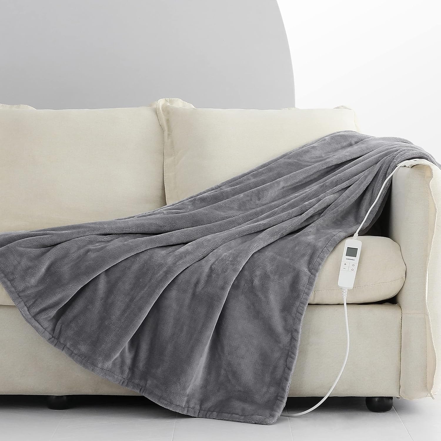 CORIWELL Electric Blanket Heated Throw 150 x 200cm Warm Flannel