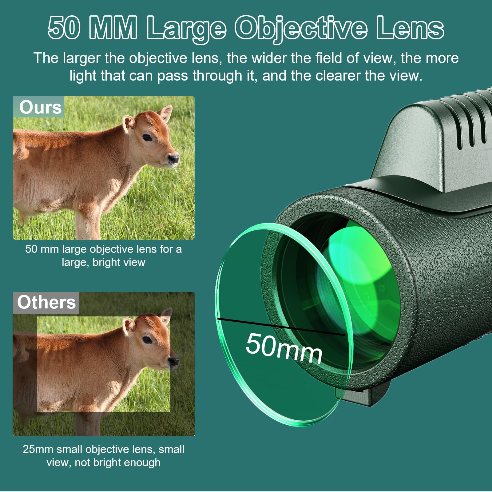 12 X 50 Telescopio Monocular Prisma BAK4 Revestimiento Múltiple Trípode Soporte para Smartphone Impermeable Monocular para Adultos para la Observación de Aves Senderismo Caza