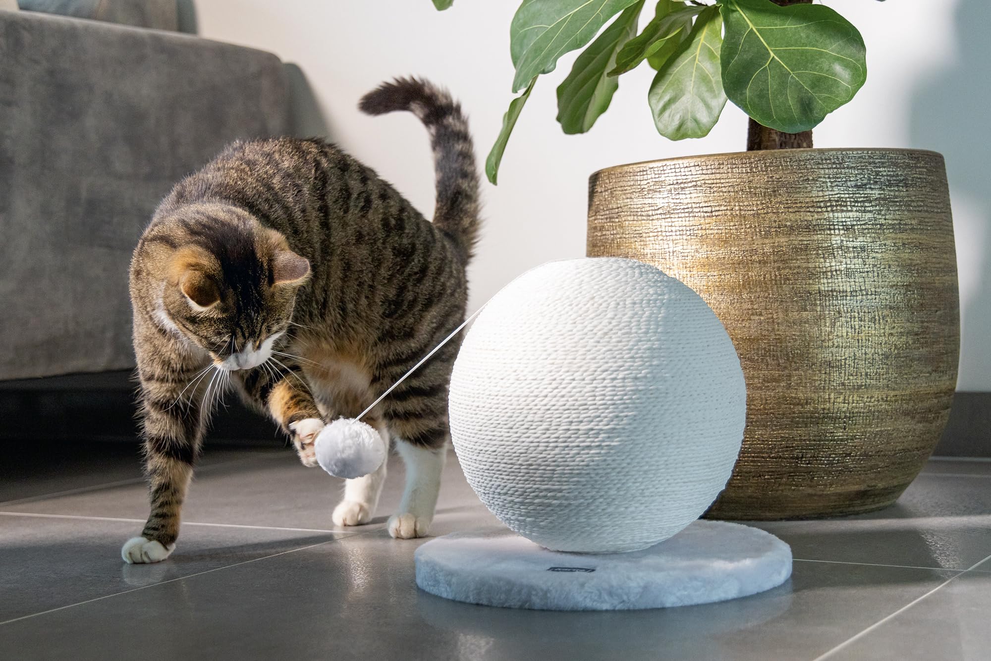 Karlie Boule à gratter pour Chat - Bolly - 30,5 x 30,5 x 28 cm - Blanc