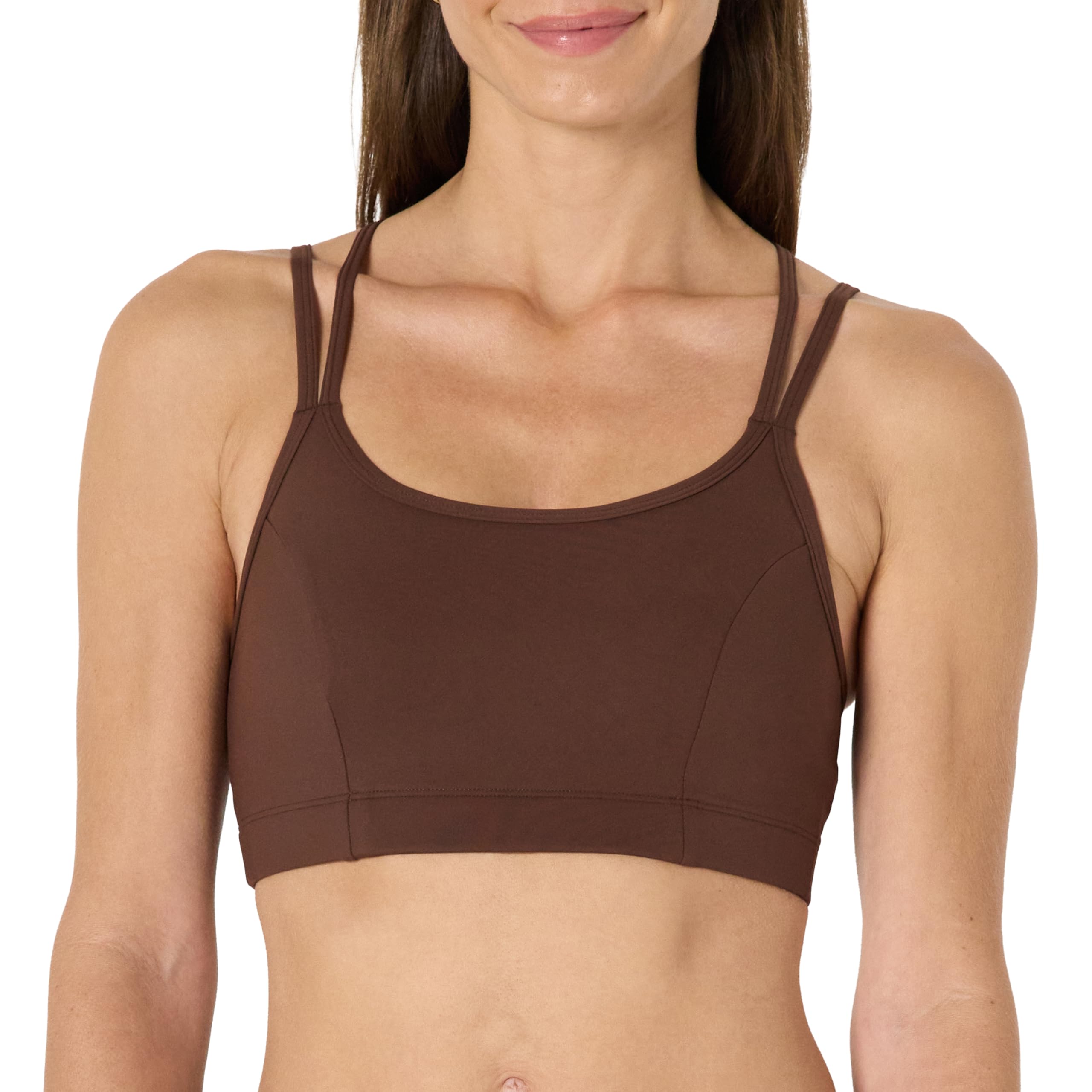 Amazon Essentials Women's Active Total Train Light Support Strappy Back Gym Workout Sports Bra, Rich Hazel, Medium