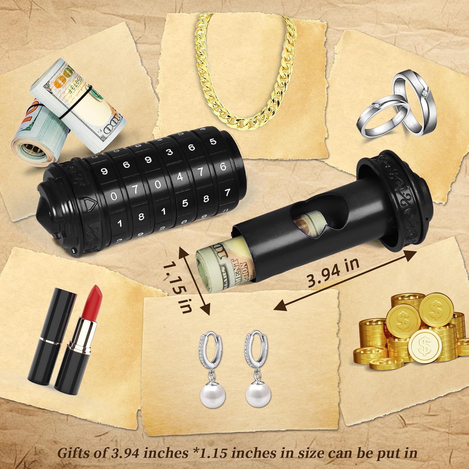 CoEjokno Da Vinci Code Numeric Cryptex Money Puzzle Box for Cash Gift, Jewelry Box with Hidden Compartment, Unique Puzzle Gift for Adults Brain Teaser Valentine’s Day Wedding & Anniversary Present
