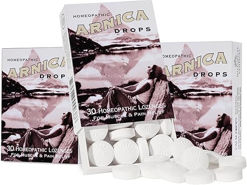 Gotas de árnica (paquete de 3) Remedio homeopático de primeros auxilios para lesiones, dolor muscular y fatiga Sabor orgánico a mandarina, vegano