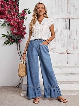 Amazon.com: YJWUK jeans for women trendy Solid Color Denim
