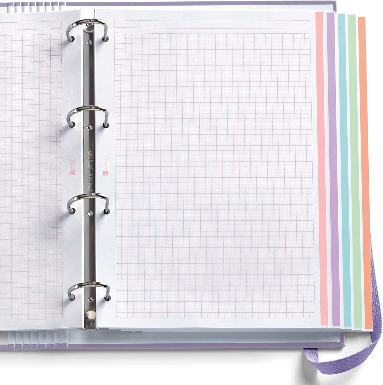 Miquelrius - 100% Recycled Notebook 4 Coloured Stripes A5 120 5x5mm Grid Sheets 80g Paper 2 Holes Recycled Cardboard Cover Eco Stripe Design