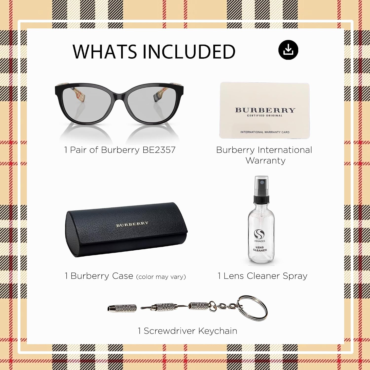BURBERRY ESME BE2357 Square Shape Acetate Eyeglasses with Luxury Eyewear Kit image 3
