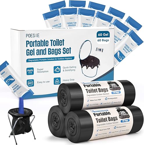 Miniatura 11 de Poesie Polvo de Gel Absorbente Poo para Inodoro Portátil Camping Senderismo Exterior Resolución de Orinal Portátil