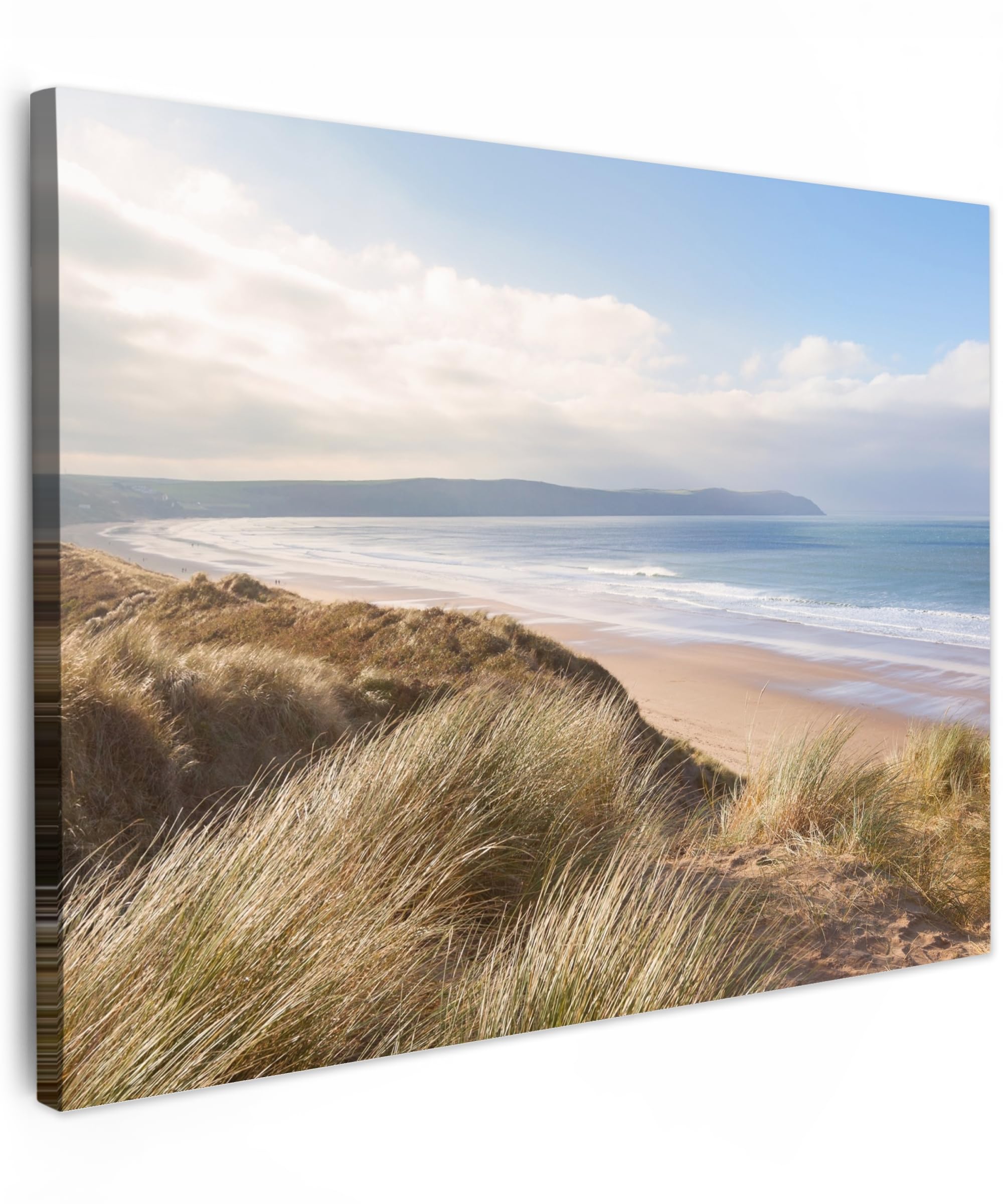 MuchoWow© Leinwandbild 40x30 cm Dekoration Wohnzimmer Bilder Aufhängen Wall Decoration Living Room Wohnungs Deko Moderne Landschaftsbilder - Bild Natur - Düne - Strand - Wasser