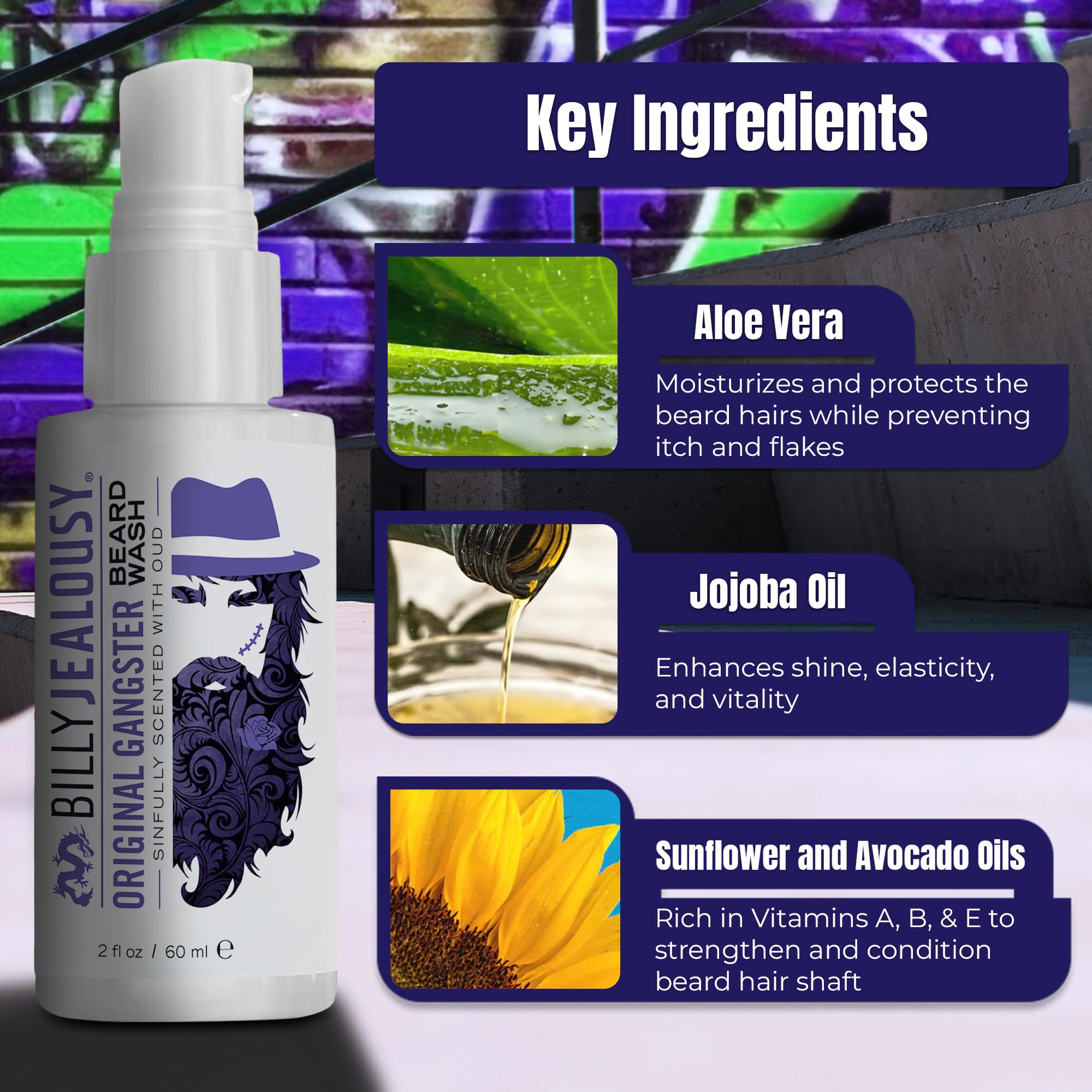 Billy Jealousy Oryginalny olejek do brody Gangster dla mężczyzn, 57 ml