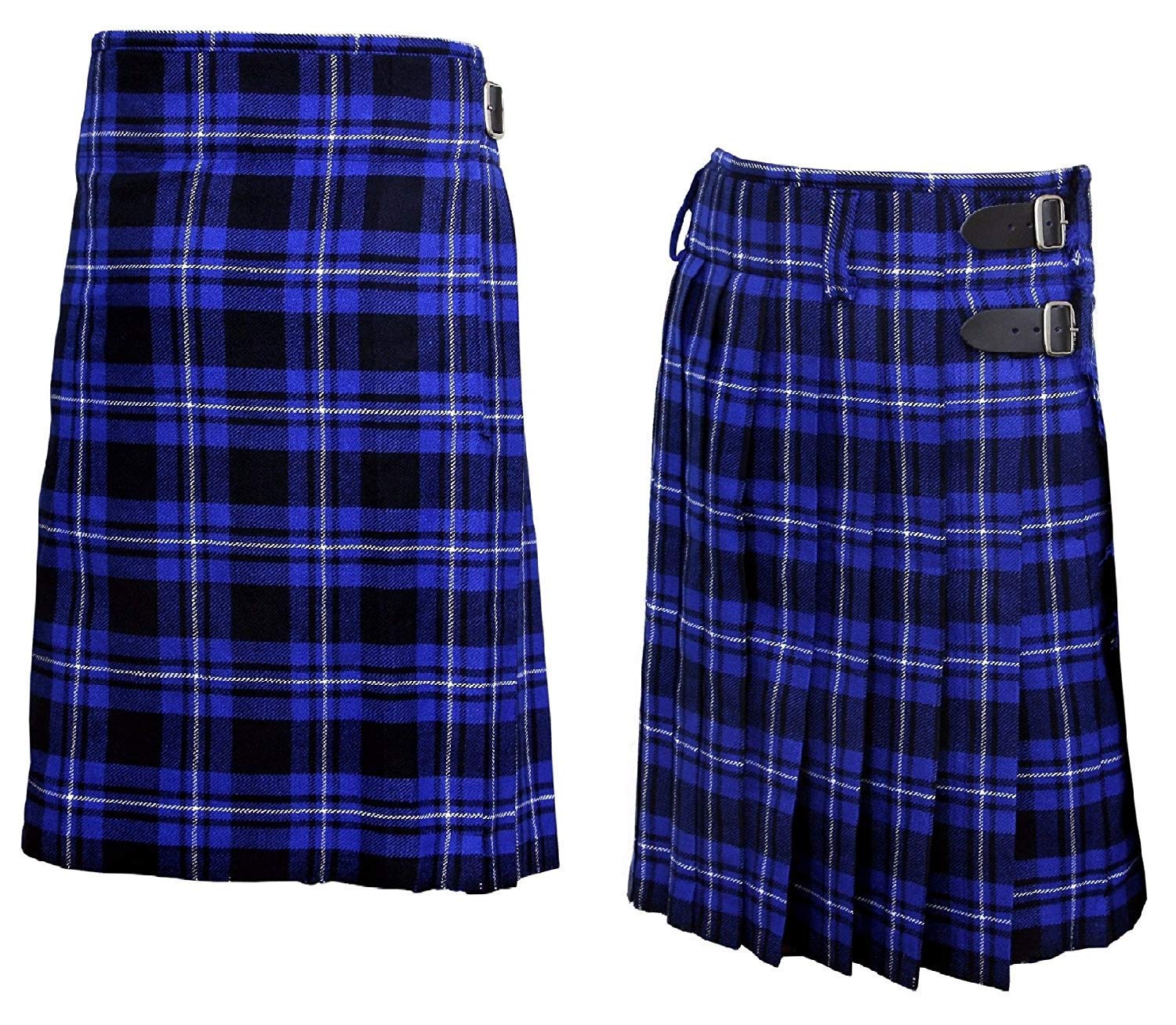 8 Yard Kilts Scottish Mens Kilts 16oz, Casual Kilt - Blue Tartan (34")