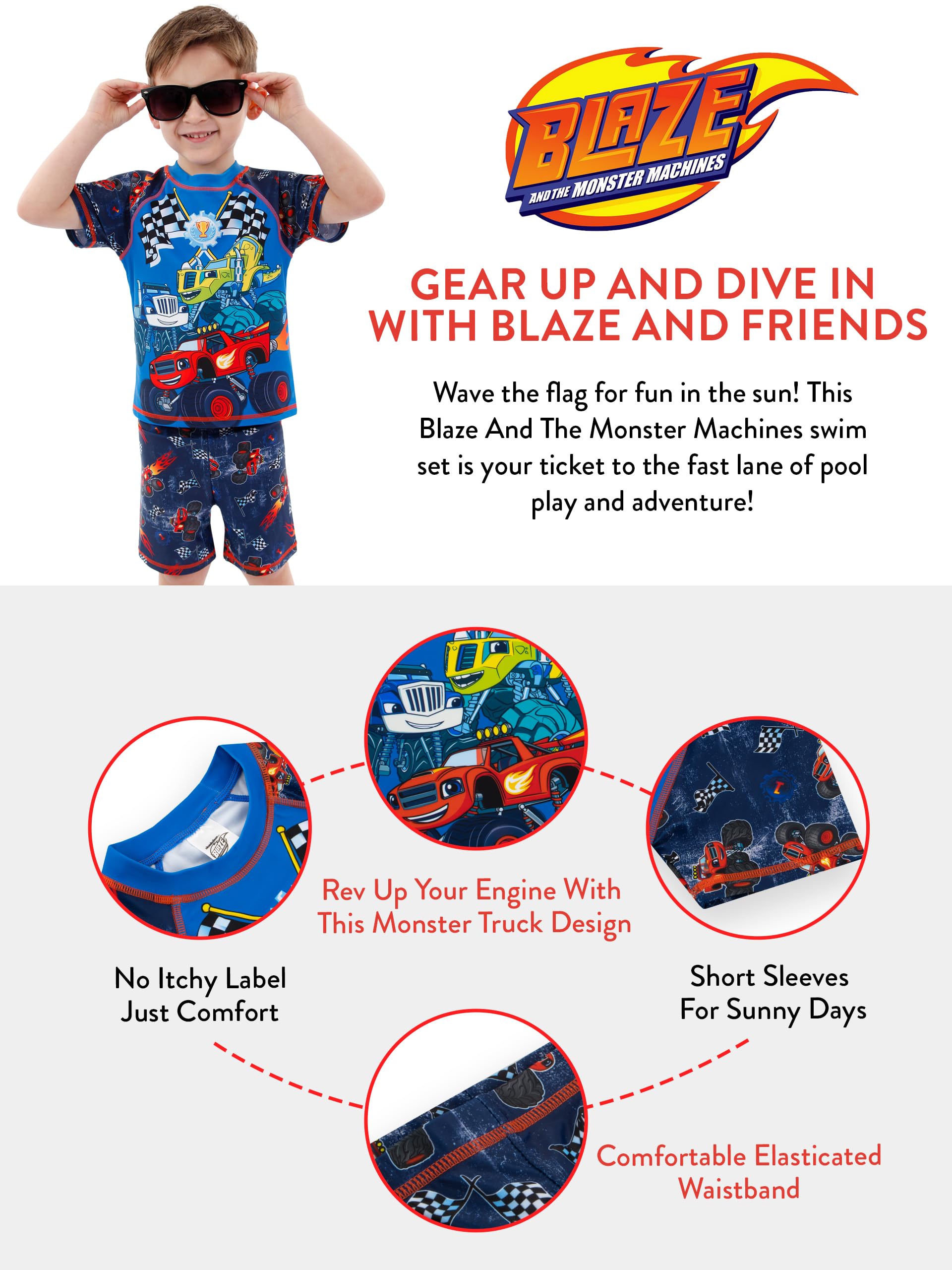 Blaze and The Monster Machine Bañador Natacion Niño Traje de Baño