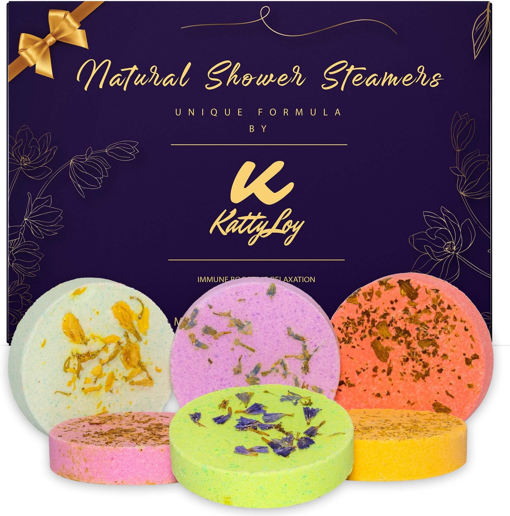 Natural Shower Steamers Bath Bombs Fizzer Set Luxury Home Spa - Gift for Women Her Girl Girlfriend Mum Nan Wife - Lavender Rose Mint - Novelty Birthday Present Christmas Stocking Filler