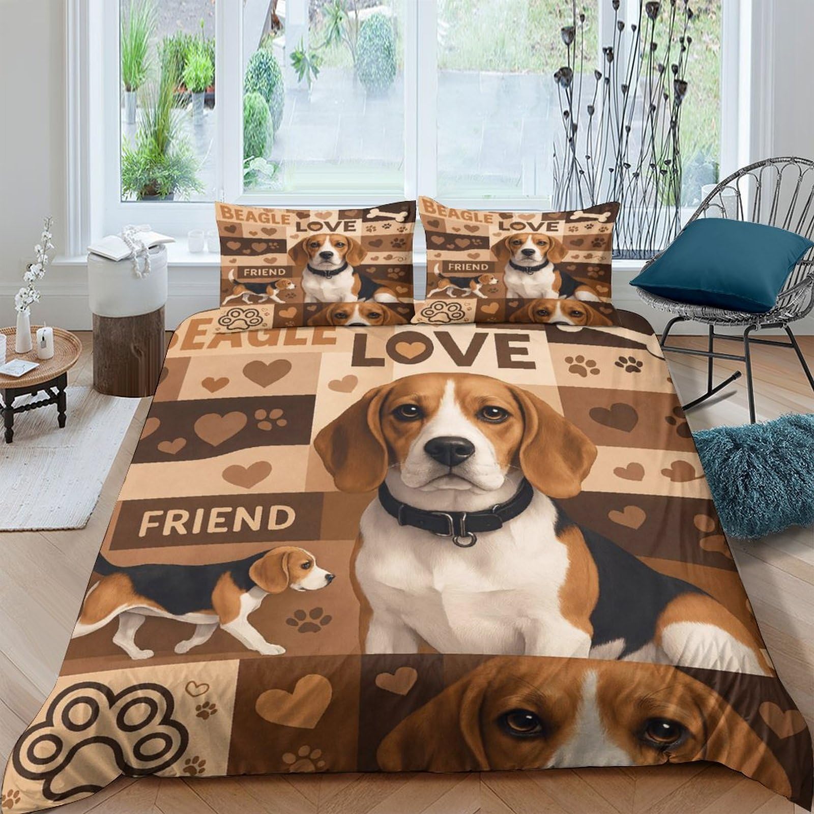 Ctjqhvkz Style-6 3D Printed Beagle Dog Fitted Sheet Microfiber Soft Brown Pet Friend Bed Cover For Bedroom Guest Room Decor Single（135X200cm）