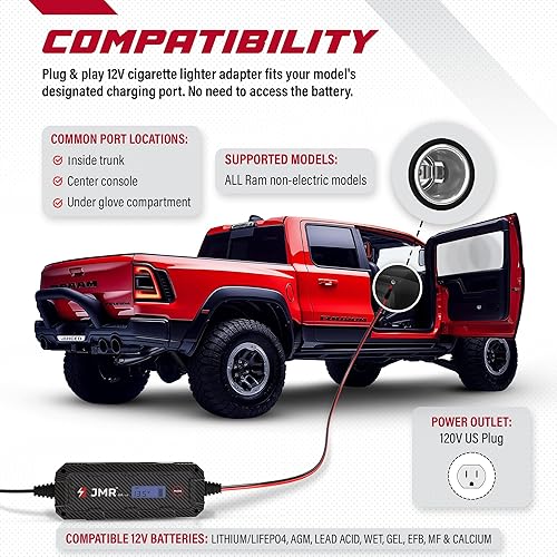 Miniatura 9 de JMR Cargador de batería para Ram Trickle Charger acondicionador Mantenedor (sin modo de litio)