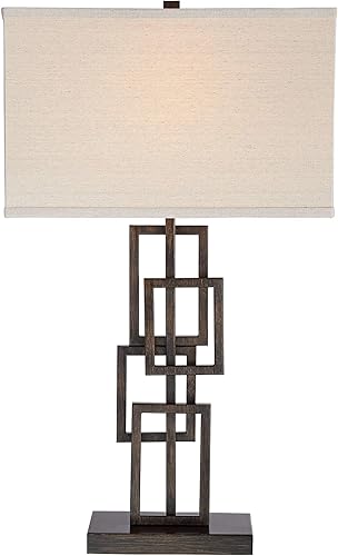 Miniatura 7 de 360 Lighting Kory Modern Industrial Table Lamps 26 12" Tall Set of 2 Dark Bronze Metal Geometric Stacked Rectangular Shade for Bedroom Living Room