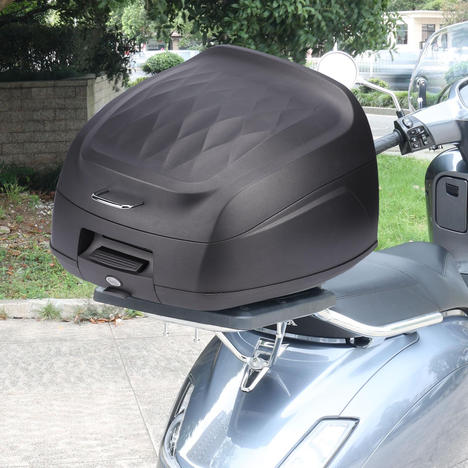 Luqeeg Coffre 2L, Étanche Coffre Arrière, Porte-Bagages avec Système Antivol, Sacoche pour Casque Porte-Bagages Arrière pour Gants Trottinettes Électriques (Grey)
