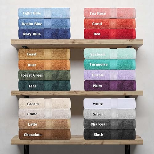 Miniatura 9 de SUPERIOR - Juego de toallas lisas de algodón egipcio, toallitas de 13 x 13 pulgadas, toallas de mano de 20 x 30 pulgadas, toallas de baño de 30 x 55